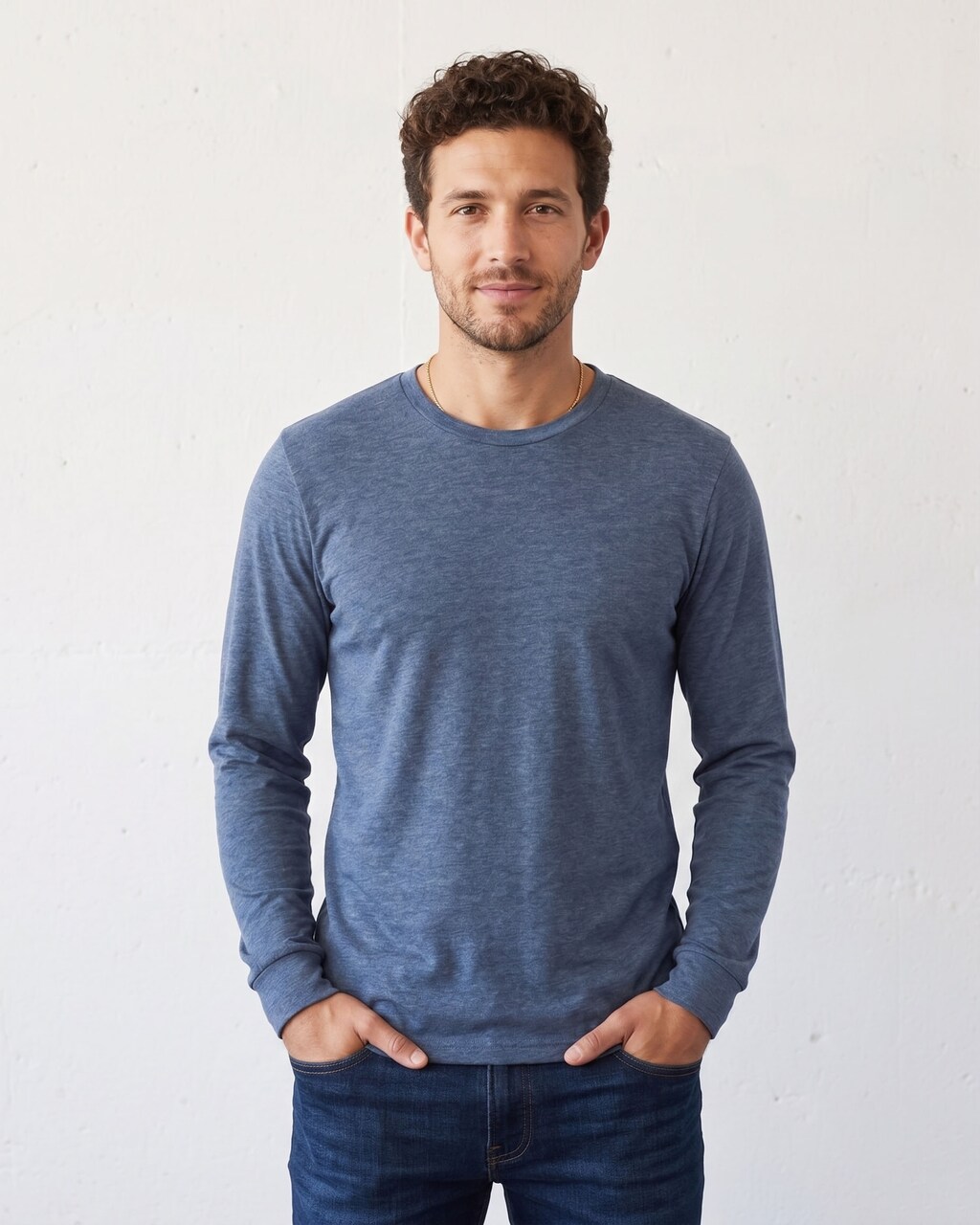 BELLA + CANVA Heather CVC Long Sleeve Crewneck T-Shirt for Layering Style & Custom Print Essential Tee